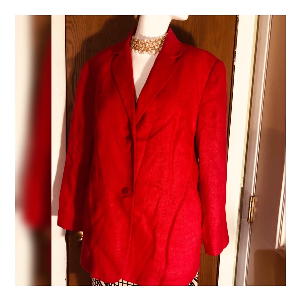 Vintage Talbots Red Linen Blazer
